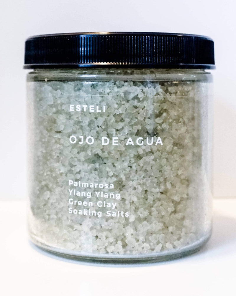 ESTELI BODY Soak Ojo de Aqua Salt Soak - Palmarosa, Ylang Ylang Green Clay